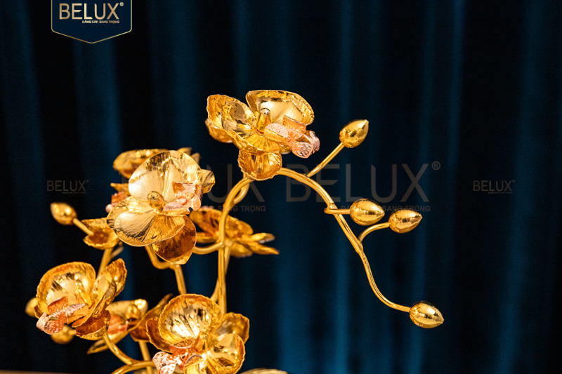 Chậu Lan Bạch Phú Quý mạ vàng 24k cao 30cm